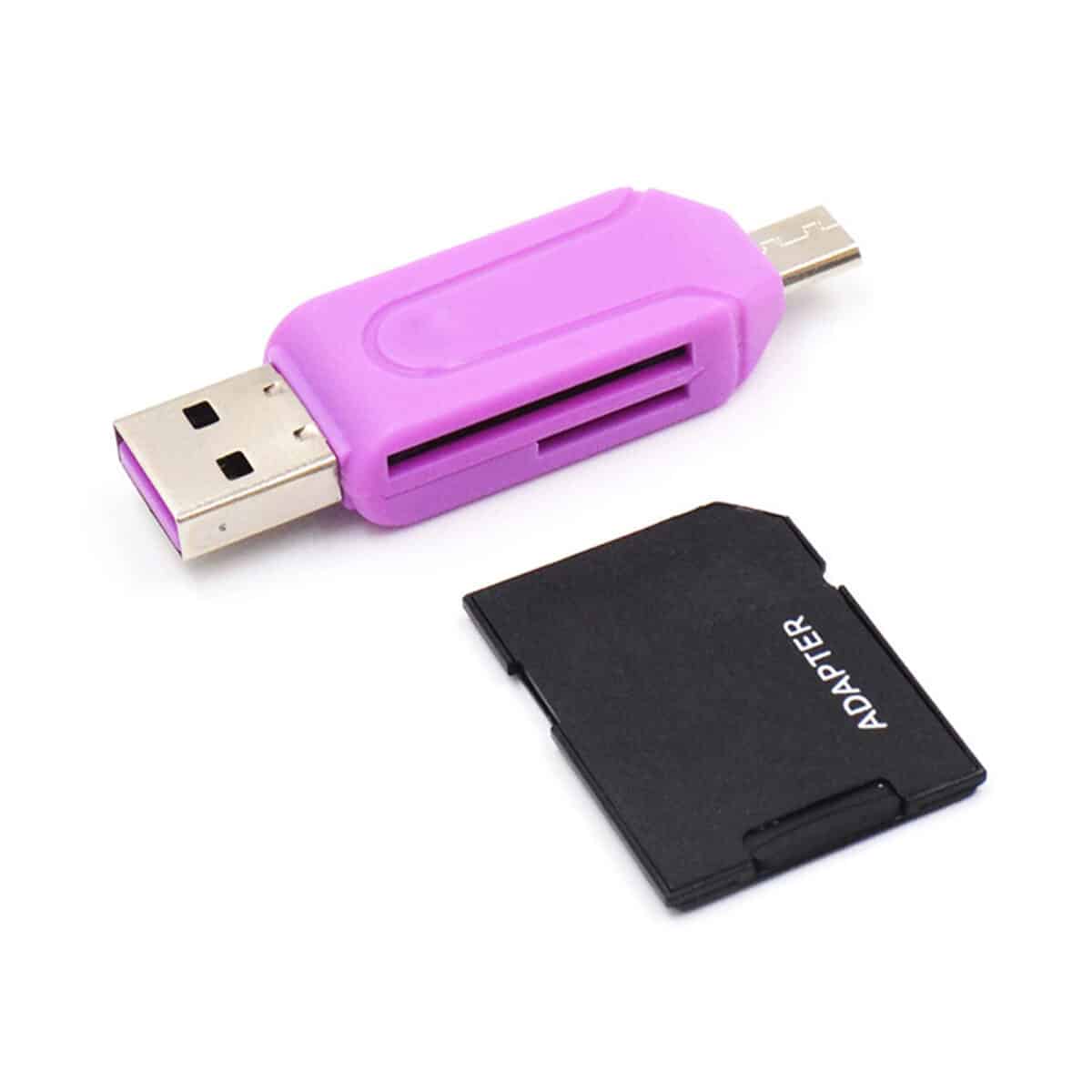 Hot Sale 2-in-1 USB Card Reader OTG Adapter for Mobile Phone