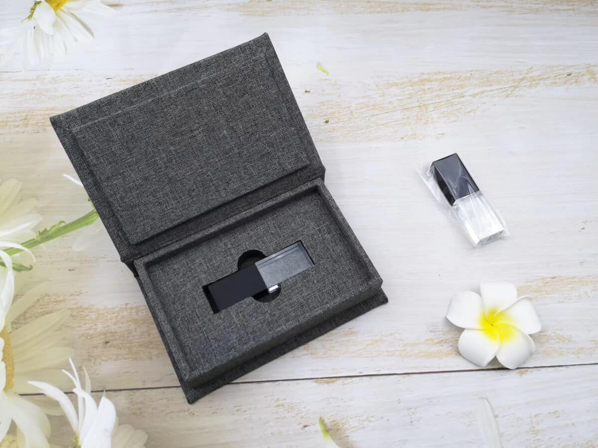 Ribbon Gift USB Crystal USB Flash Drive Premium Linen Glass USB